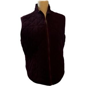 Talbots Maroon Quilted Soft Fleece Vest, Women's Size Medium